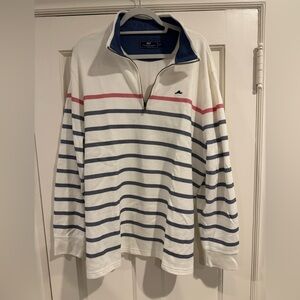 Vineyard Vines Blue and White Quarter Zip Pullover